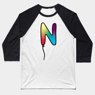 Initial Monogram Balloon Letter N Baseball T-Shirt